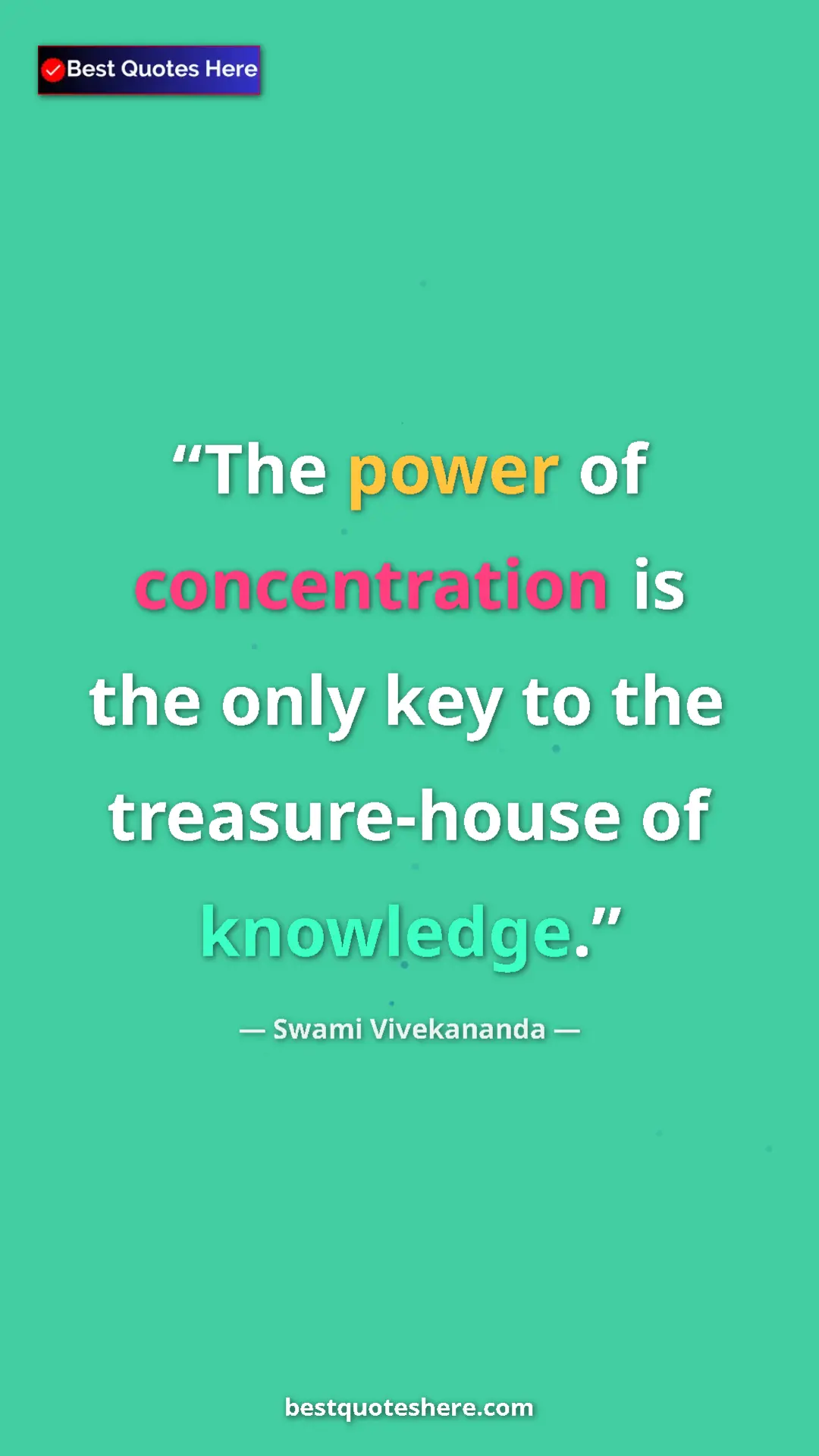 Swami Vivekananda Quote Card: "The power of concentration is the only key to the..." Pinterest quote poster by Swami Vivekananda: "The power of concentration is the only key to the..."