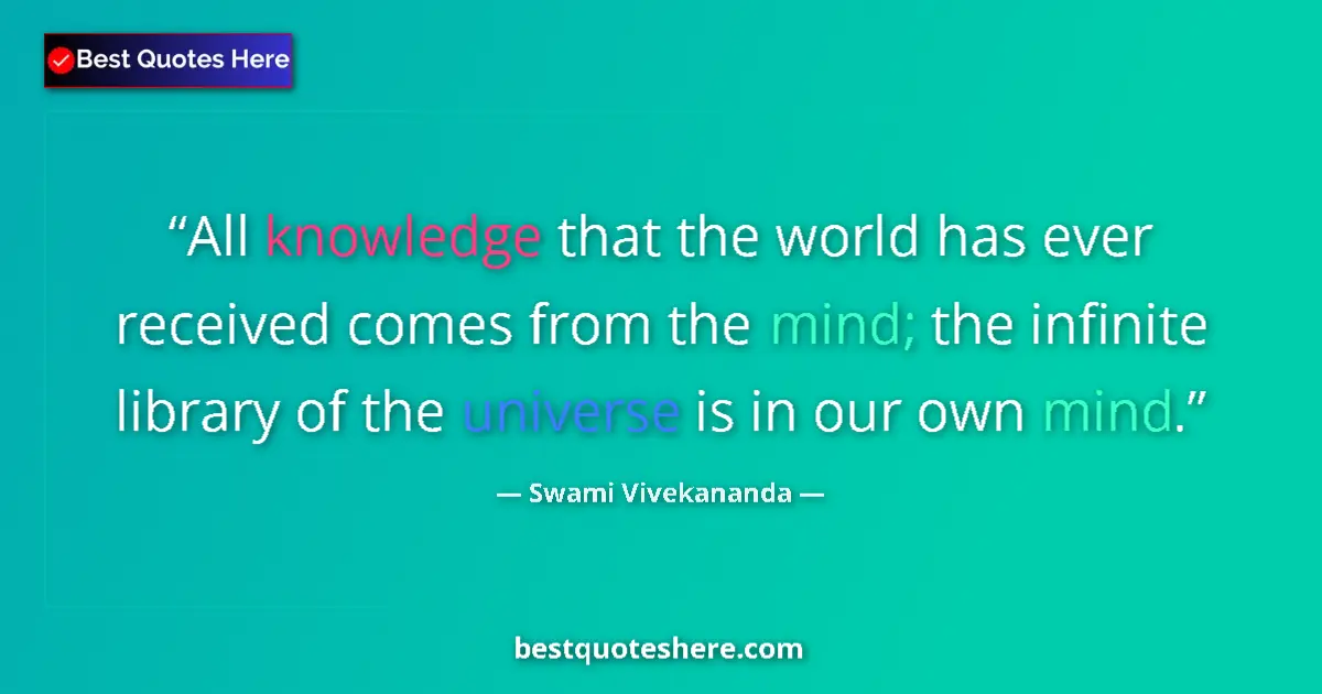 Quote by Swami Vivekananda: All knowledge that the world has ever received com