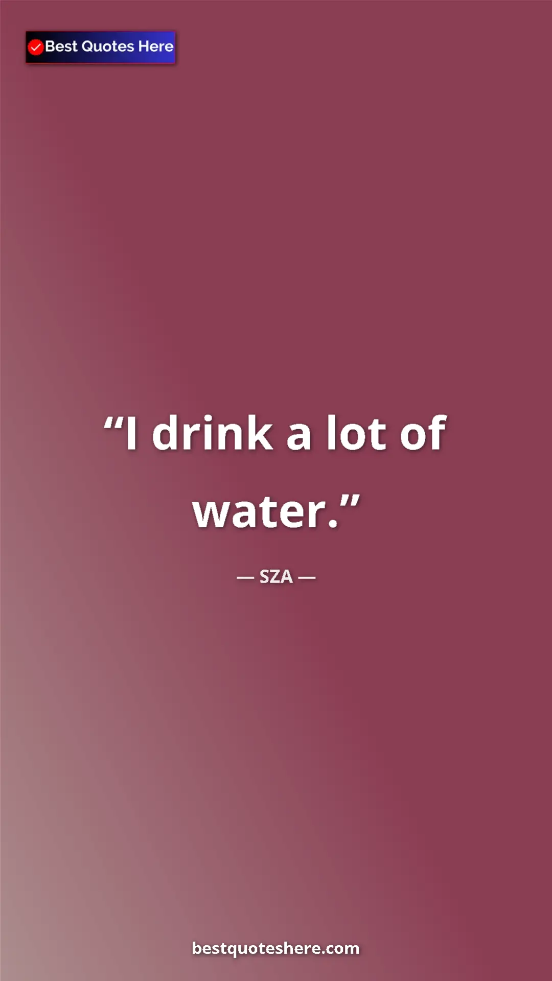 Pinterest quote poster by SZA: "I drink a lot of water."