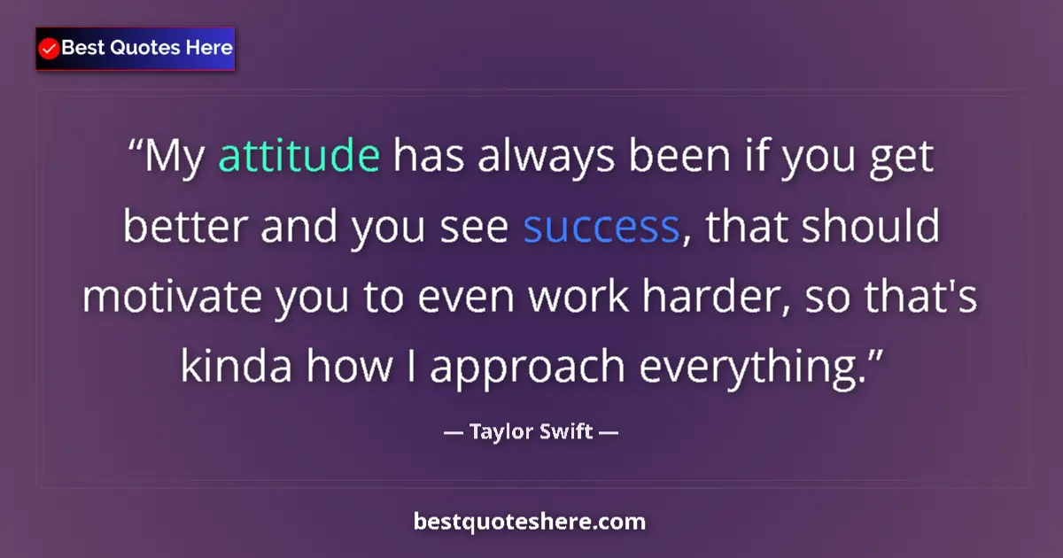 Quote by Taylor Swift: My attitude has always been if you get better and you see success, that should motivate you to even ...