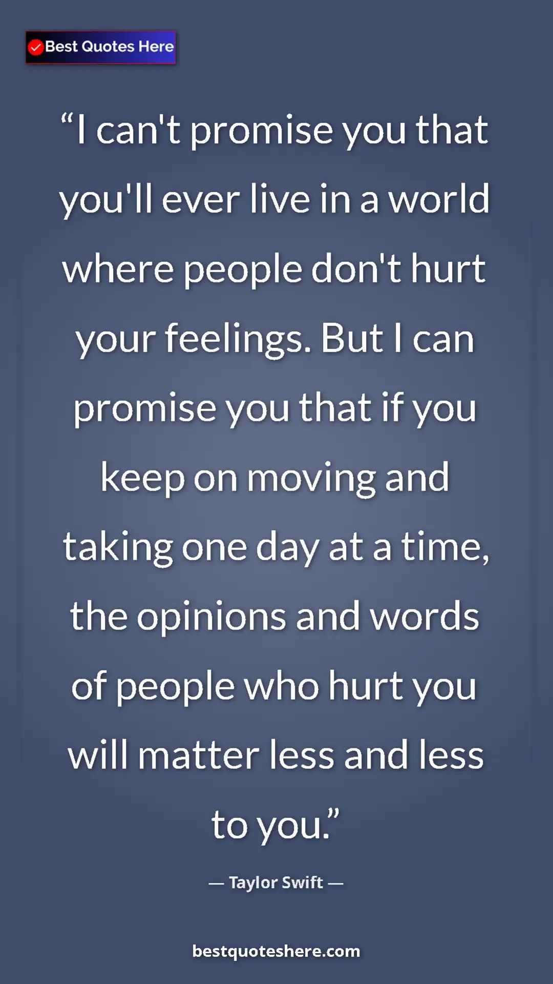 Taylor Swift Quote Card: "I can't promise you that you'll ever live in a world where..." Pinterest quote poster by Taylor Swift: "I can't promise you that you'll ever live in a world where..."