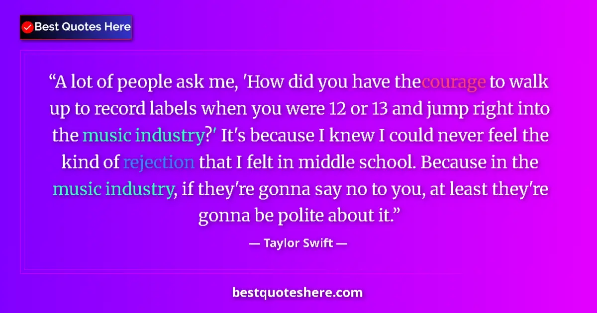 Quote by Taylor Swift: A lot of people ask me, 'How did you have the courage to walk up to record labels when you were 12 o...