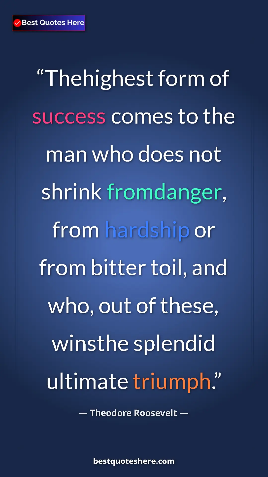 Theodore Roosevelt Quote Card: "Thehighest form of success comes to the man who does not..." Pinterest quote poster by Theodore Roosevelt: "Thehighest form of success comes to the man who does not..."