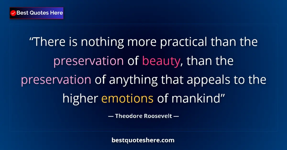 Quote by Theodore Roosevelt: There is nothing more practical than the preservation of beauty, than the preservation of anything t...