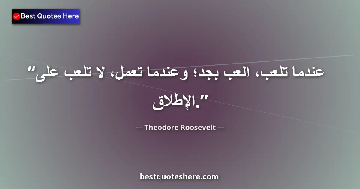 Quote by Theodore Roosevelt: When you play, play hard; when you work, don't play at all....