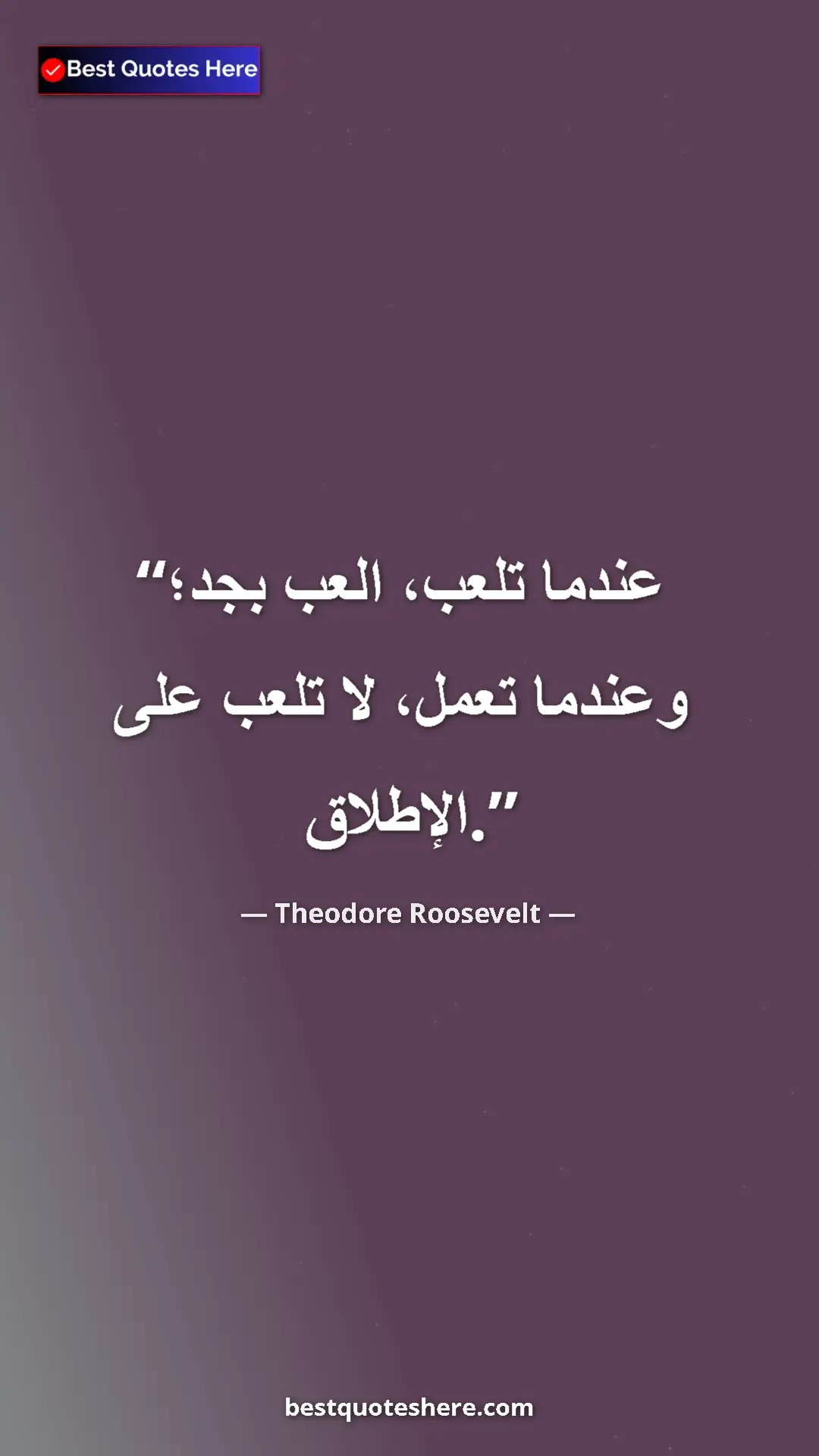 Theodore Roosevelt Quote Card: "When you play, play hard; when you work, don't play at all." Pinterest quote poster by Theodore Roosevelt: "When you play, play hard; when you work, don't play at all."