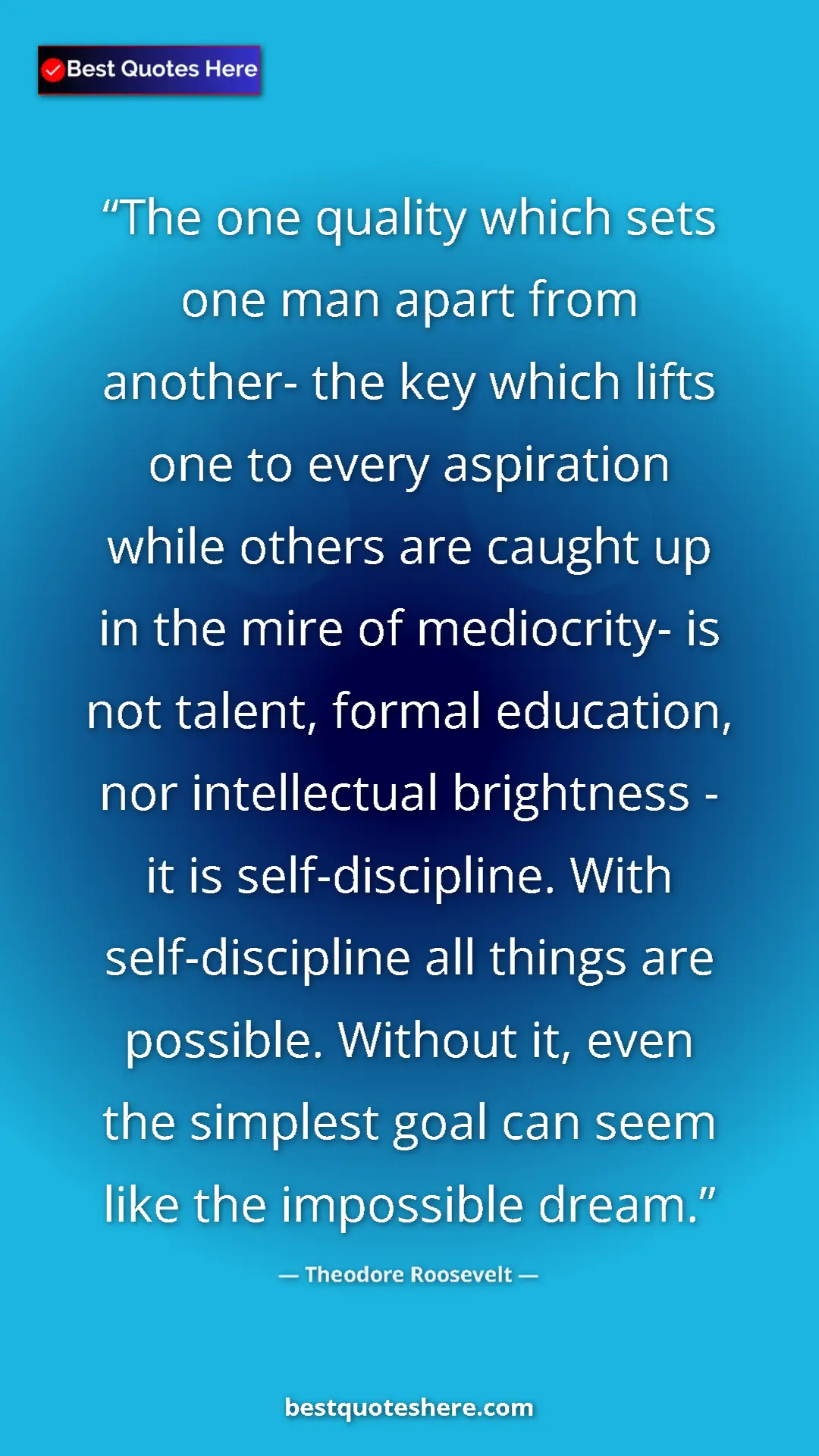 Pinterest quote poster by Theodore Roosevelt: "The one quality which sets one man apart from another- the..."