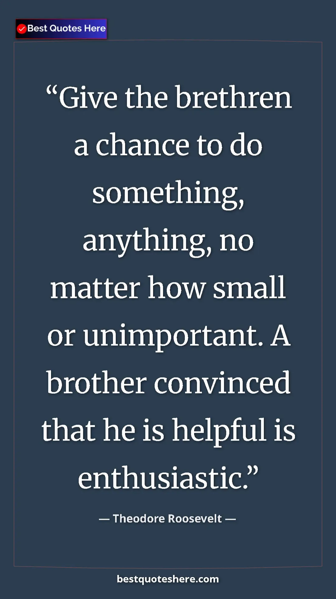 Theodore Roosevelt Quote Card: "Give the brethren a chance to do something, anything, no..." Pinterest quote poster by Theodore Roosevelt: "Give the brethren a chance to do something, anything, no..."