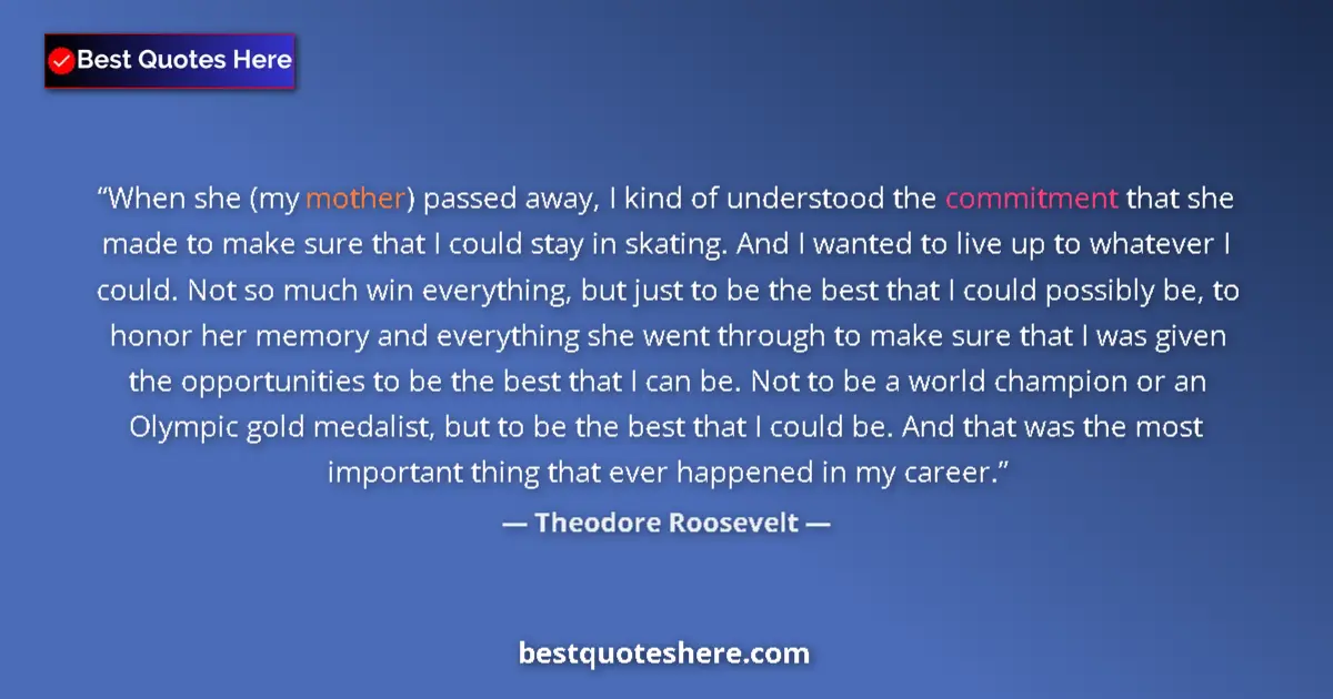 Quote by Theodore Roosevelt: When she (my mother) passed away, I kind of unders