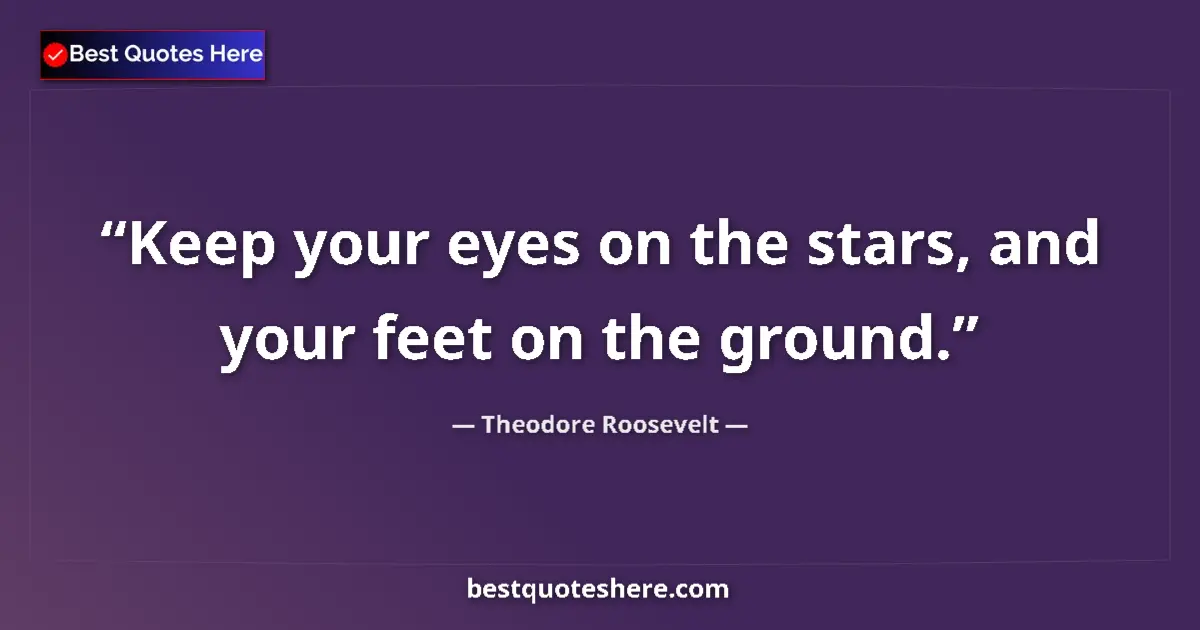 Quote by Theodore Roosevelt: Keep your eyes on the stars, and your feet on the 