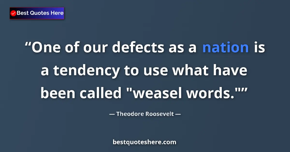 Quote by Theodore Roosevelt: One of our defects as a nation is a tendency to use what have been called 