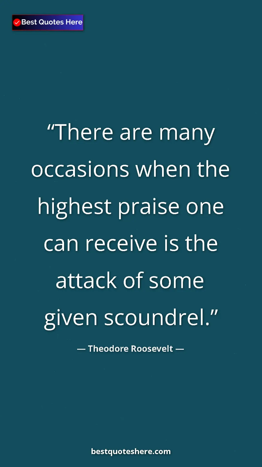 Theodore Roosevelt Quote Card: "There are many occasions when the highest praise one can..." Pinterest quote poster by Theodore Roosevelt: "There are many occasions when the highest praise one can..."