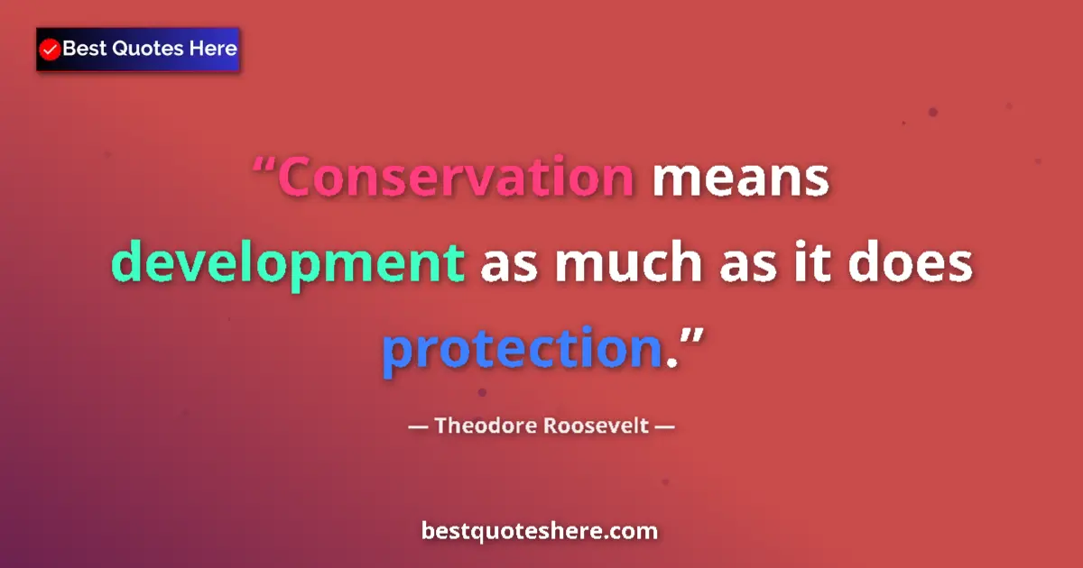 Quote by Theodore Roosevelt: Conservation means development as much as it does protection....