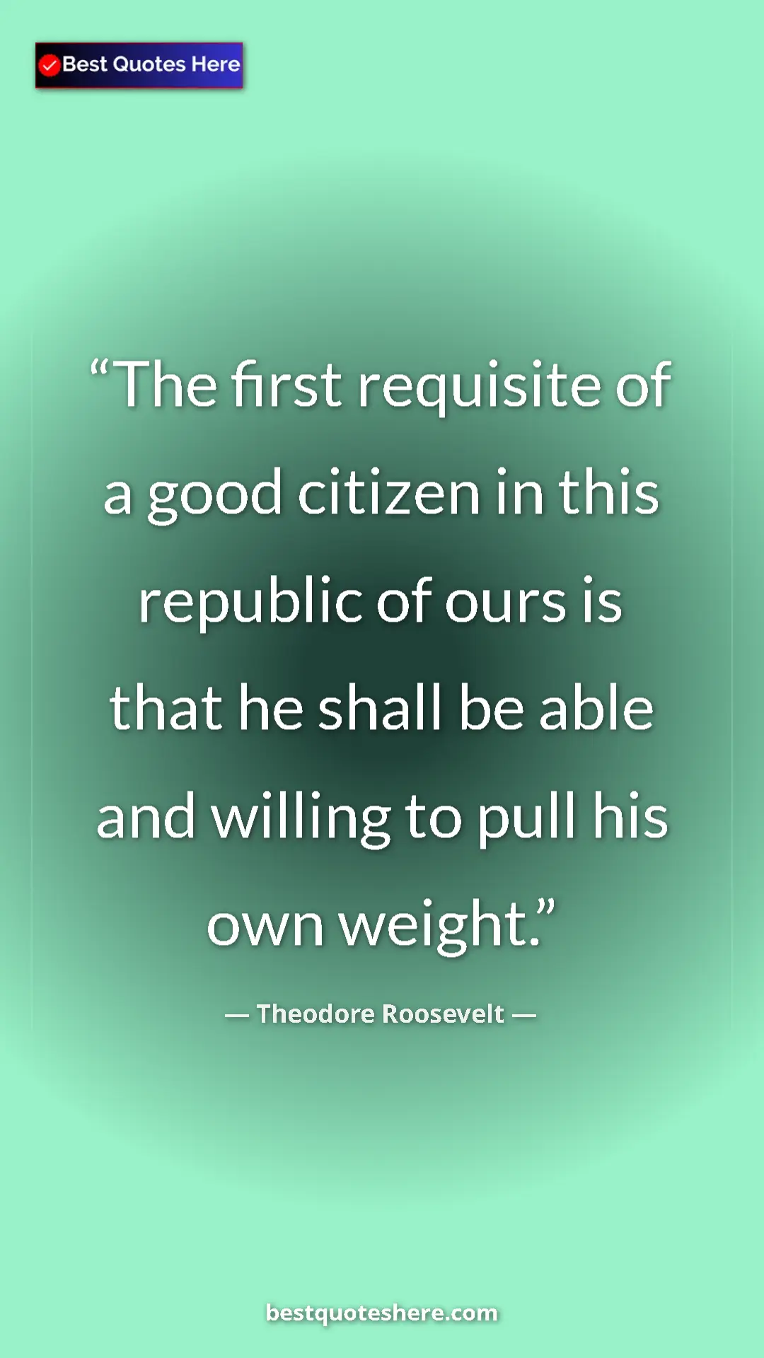 Pinterest quote poster by Theodore Roosevelt: "The first requisite of a good citizen in this republic of..."