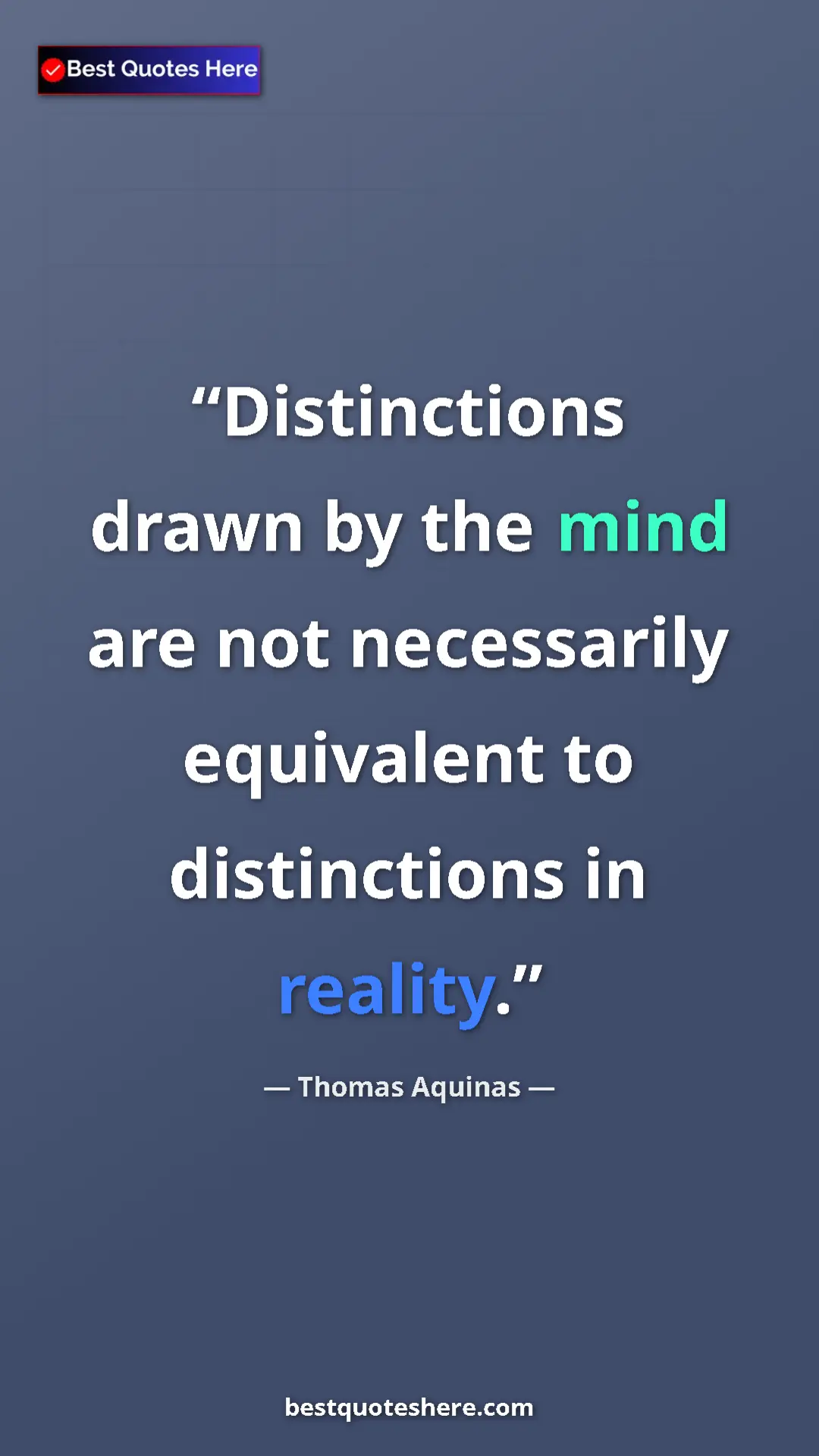Pinterest quote poster by Thomas Aquinas: "Distinctions drawn by the mind are not necessarily..."