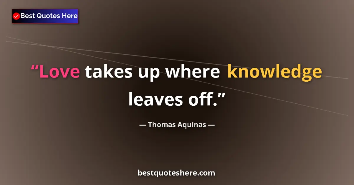 Quote by Thomas Aquinas: Love takes up where knowledge leaves off.