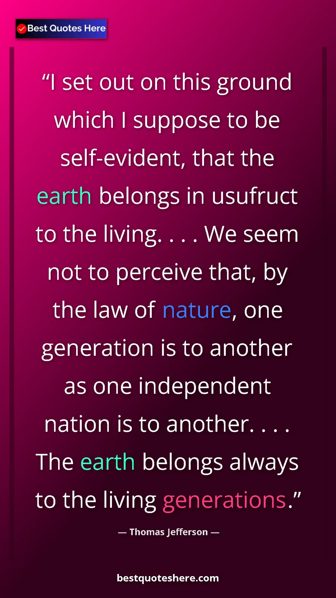 Thomas Jefferson Quote Card: "I set out on this ground which I suppose to be..." Pinterest quote poster by Thomas Jefferson: "I set out on this ground which I suppose to be..."