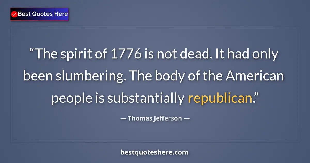Image for the quote by Thomas Jefferson: The spirit of 1776 is not dead. It had only been slumbering. The body of the American people is subs...