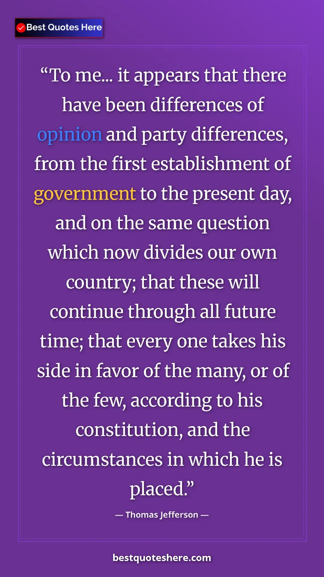 Thomas Jefferson Quote Card: "To me... it appears that there have been differences of..." Pinterest quote poster by Thomas Jefferson: "To me... it appears that there have been differences of..."