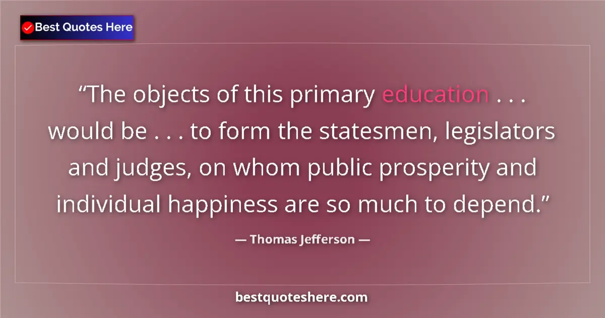 Quote by Thomas Jefferson: The objects of this primary education . . . would 