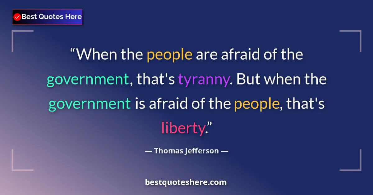 Quote by Thomas Jefferson: When the people are afraid of the government, that