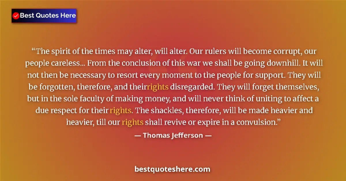 Quote by Thomas Jefferson: The spirit of the times may alter, will alter. Our