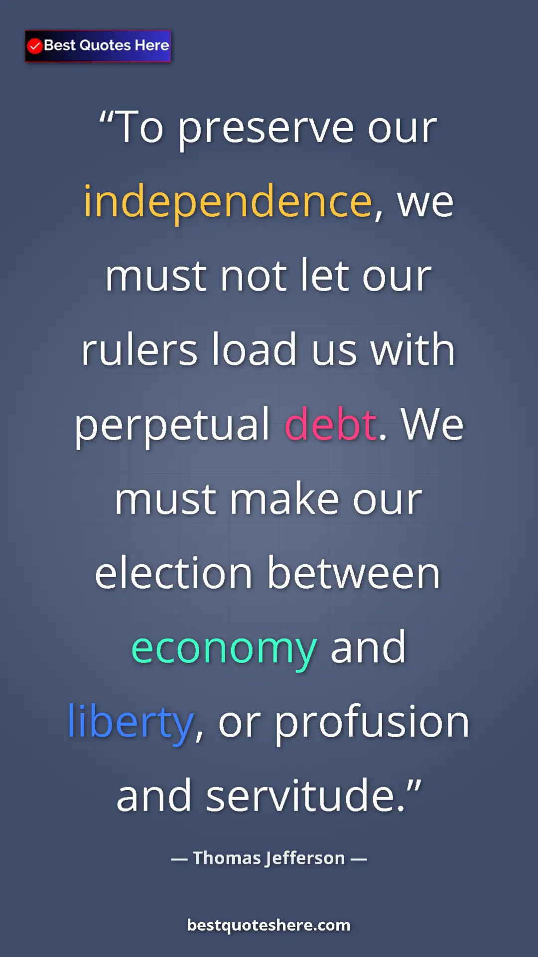 Thomas Jefferson Quote Card: "To preserve our independence, we must not let our rulers..." Pinterest quote poster by Thomas Jefferson: "To preserve our independence, we must not let our rulers..."