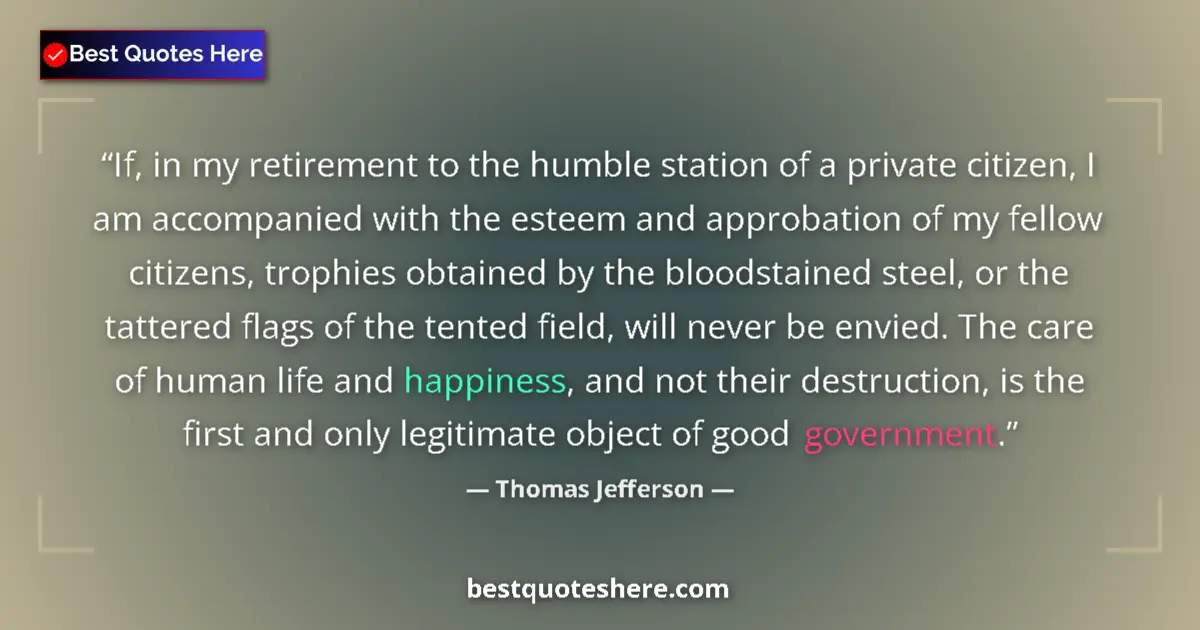 Image for the quote by Thomas Jefferson: If, in my retirement to the humble station of a private citizen, I am accompanied with the esteem an...