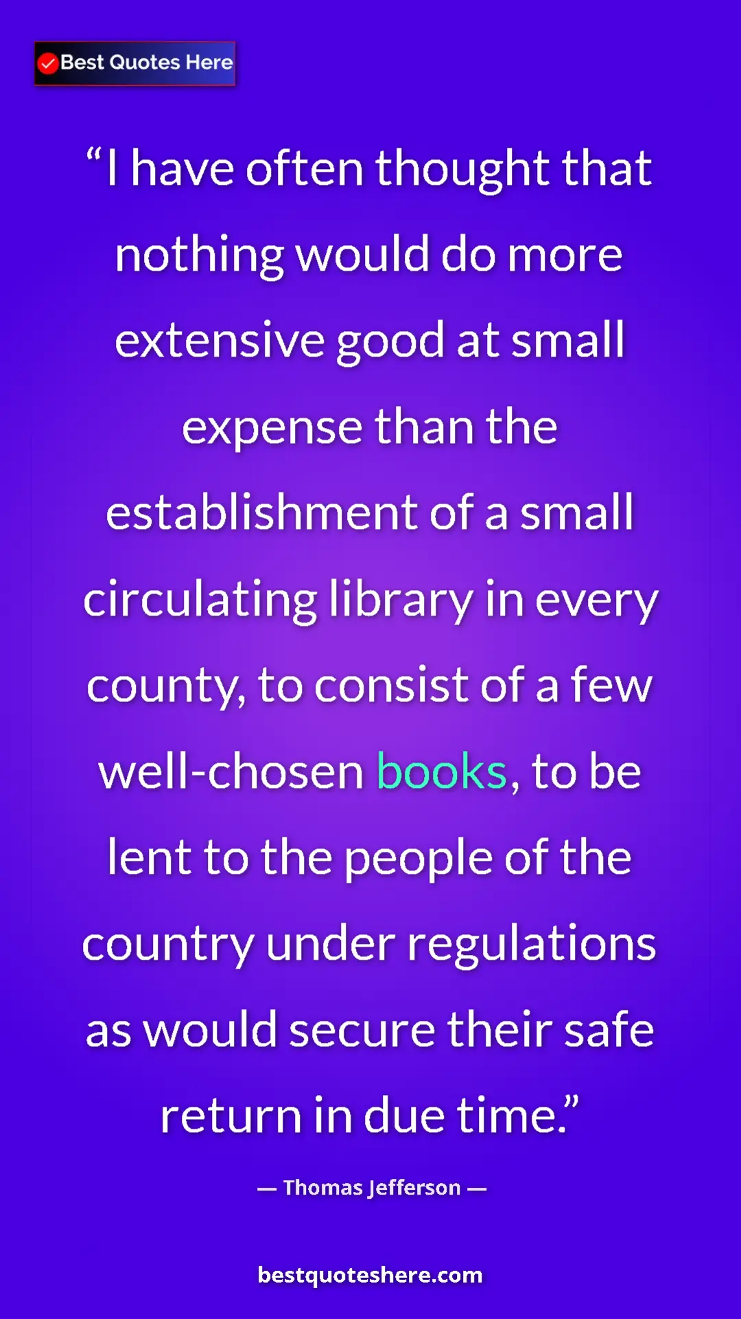 Thomas Jefferson Quote Card: "I have often thought that nothing would do more extensive..." Pinterest quote poster by Thomas Jefferson: "I have often thought that nothing would do more extensive..."