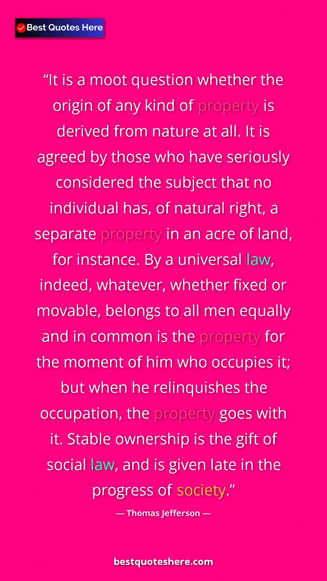 Pinterest quote poster by Thomas Jefferson: "It is a moot question whether the origin of any kind of..."