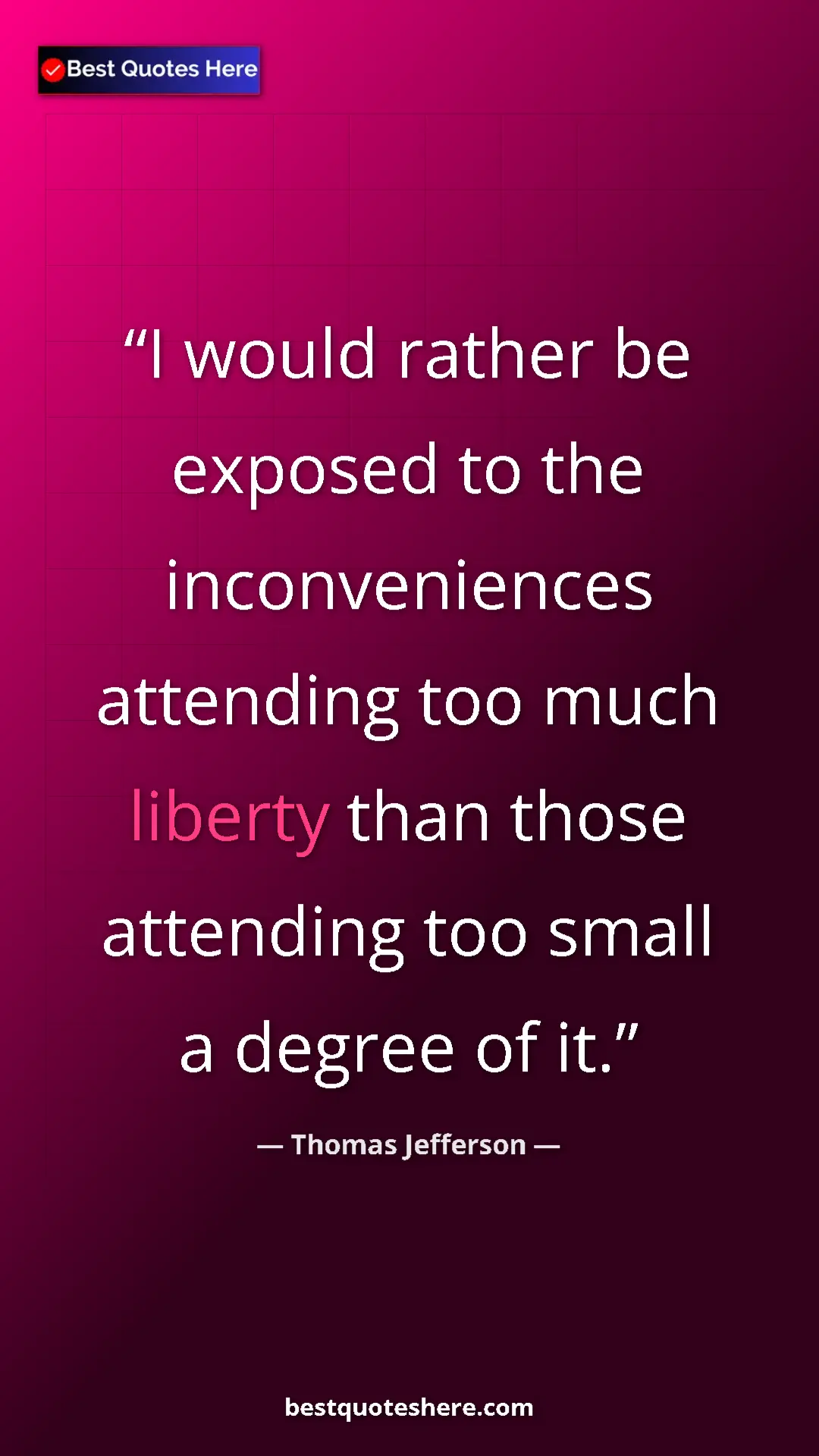 Thomas Jefferson Quote Card: "I would rather be exposed to the inconveniences attending..." Pinterest quote poster by Thomas Jefferson: "I would rather be exposed to the inconveniences attending..."