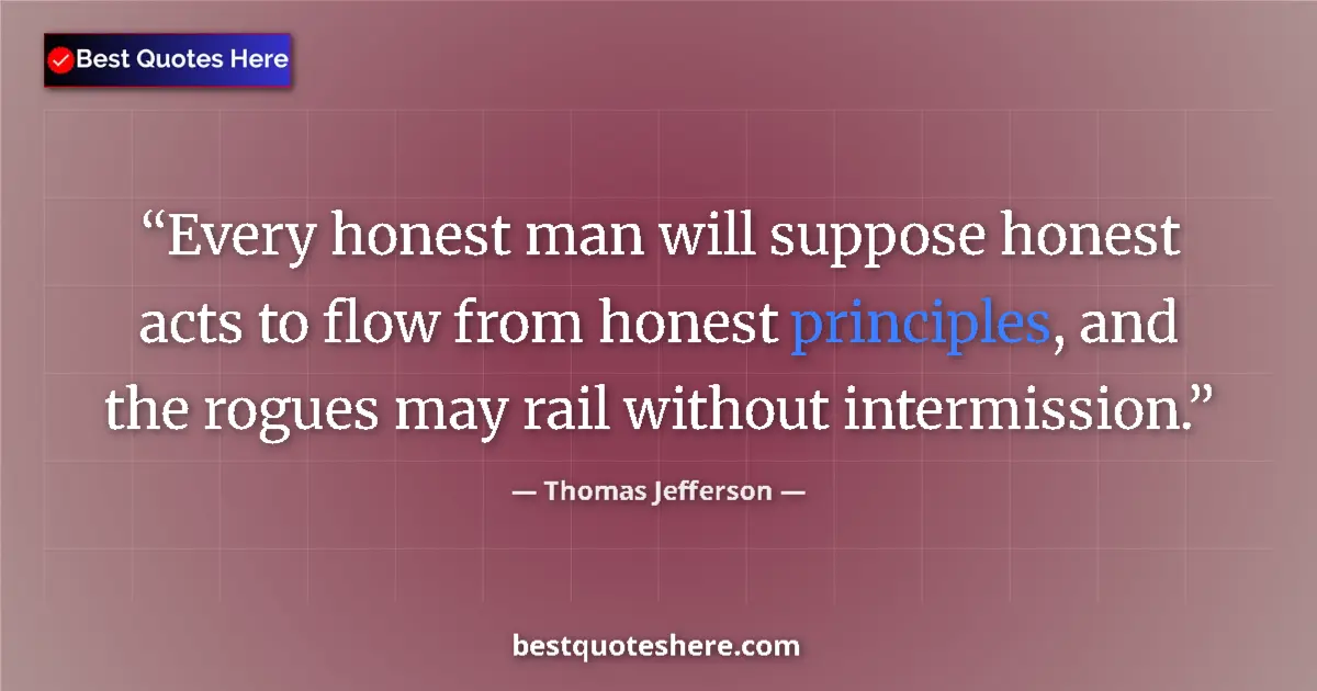 Quote by Thomas Jefferson: Every honest man will suppose honest acts to flow 