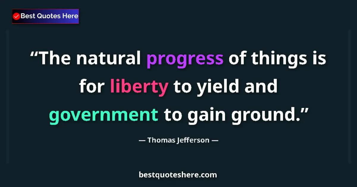 Quote by Thomas Jefferson: The natural progress of things is for liberty to y