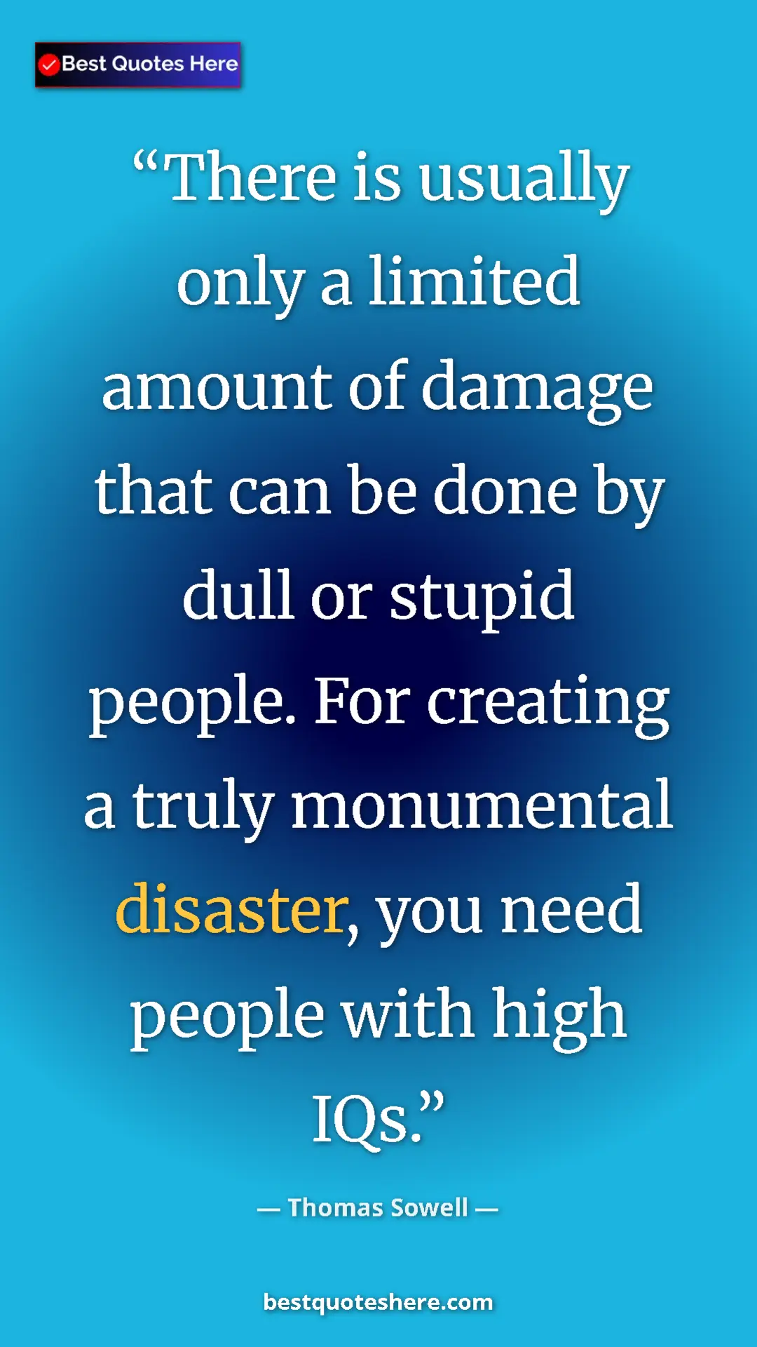 Pinterest quote poster by Thomas Sowell: "There is usually only a limited amount of damage that can..."