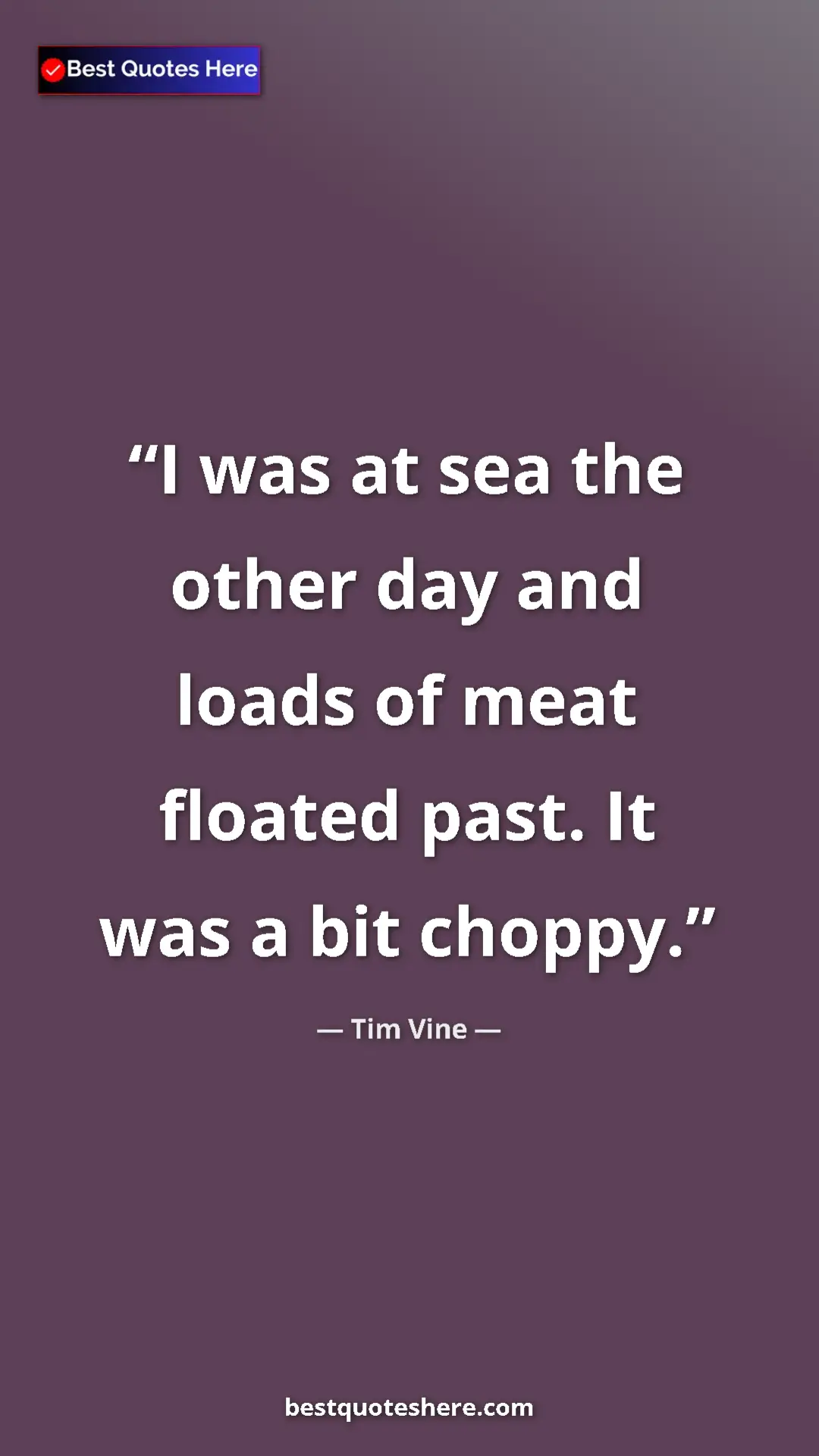 Pinterest quote poster by Tim Vine: "I was at sea the other day and loads of meat floated past...."