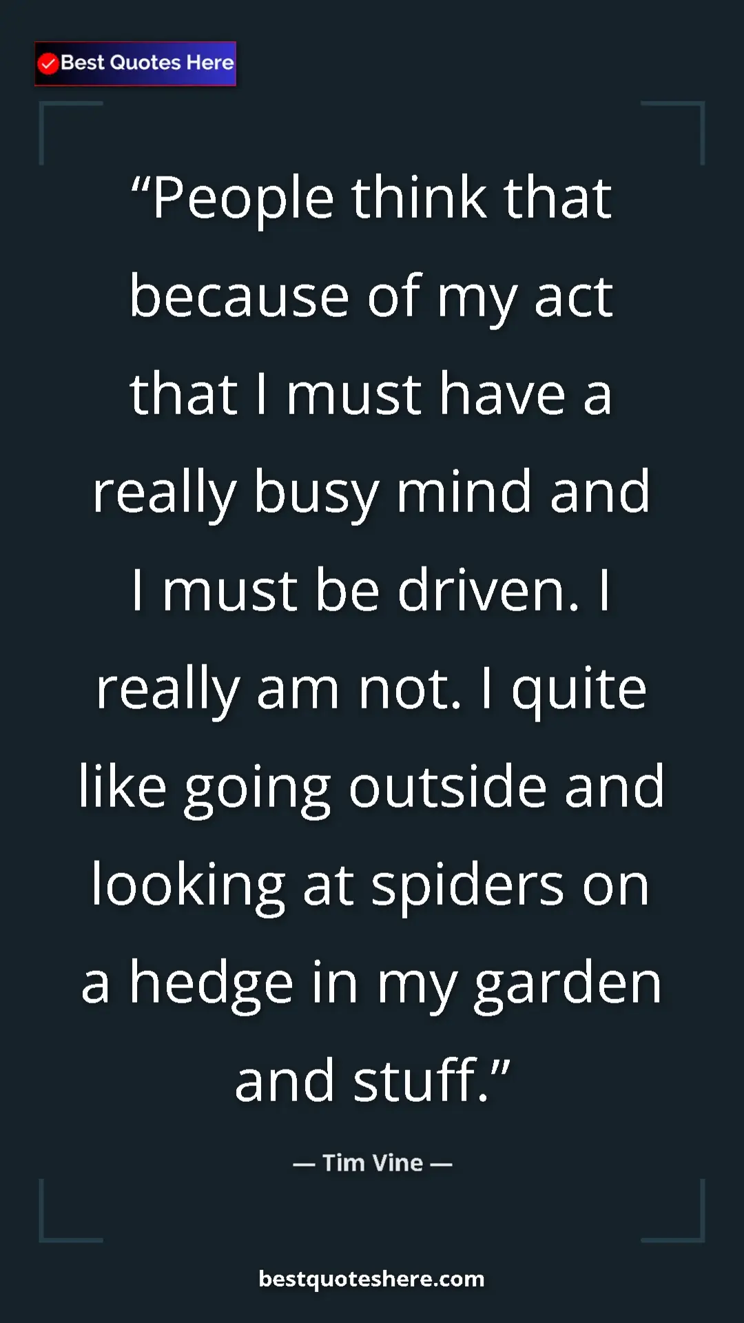 Pinterest quote poster by Tim Vine: "People think that because of my act that I must have a..."