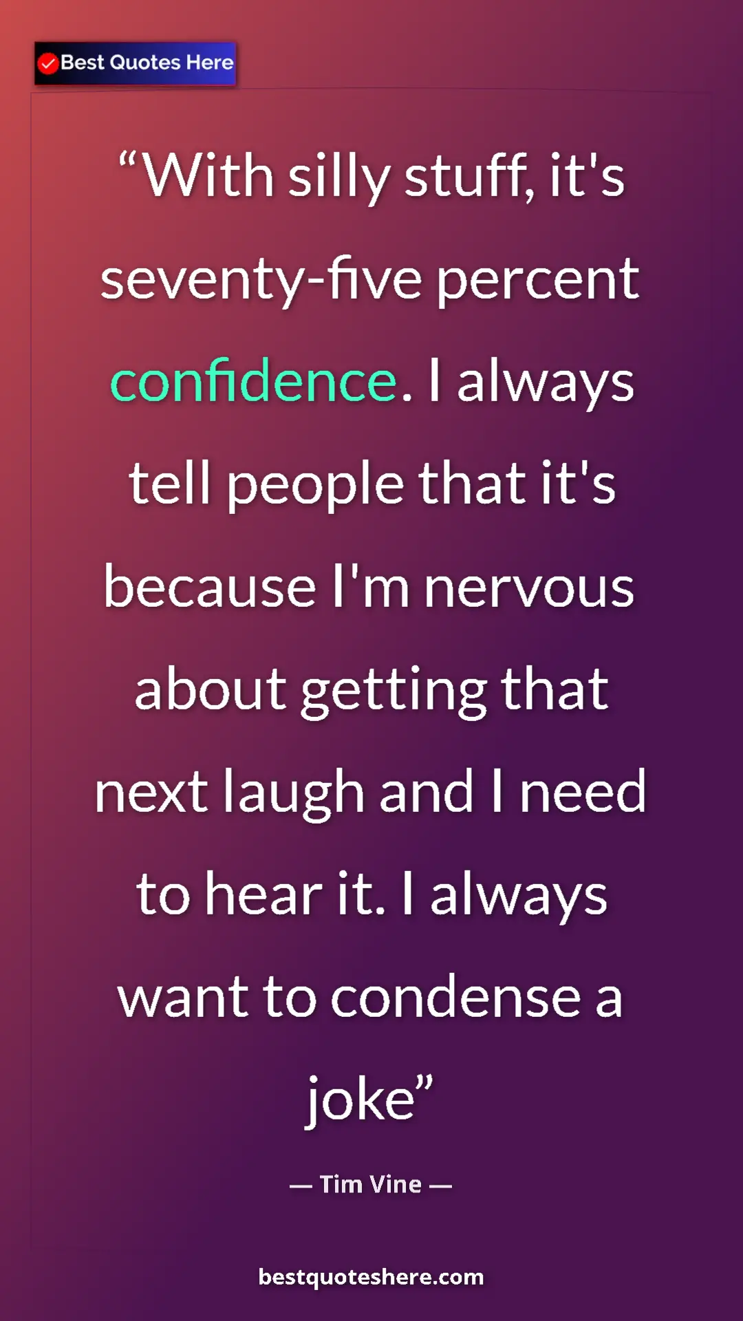 Pinterest quote poster by Tim Vine: "With silly stuff, it's seventy-five percent confidence. I..."