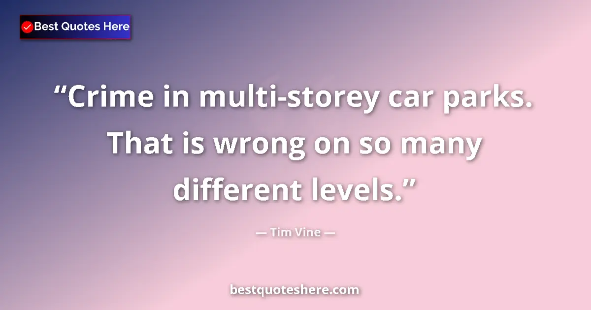 Quote by Tim Vine: Crime in multi-storey car parks. That is wrong on so many different levels....