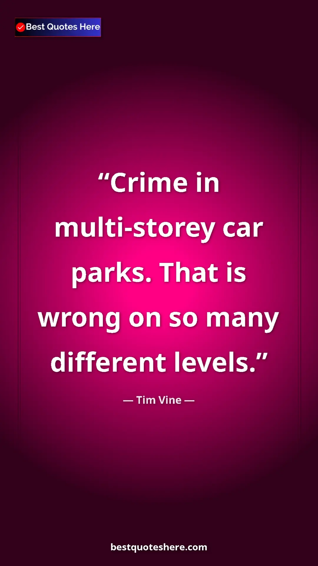 Pinterest quote poster by Tim Vine: "Crime in multi-storey car parks. That is wrong on so many..."