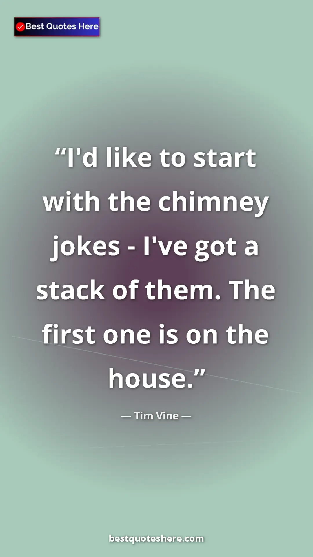 Pinterest quote poster by Tim Vine: "I'd like to start with the chimney jokes - I've got a stack..."