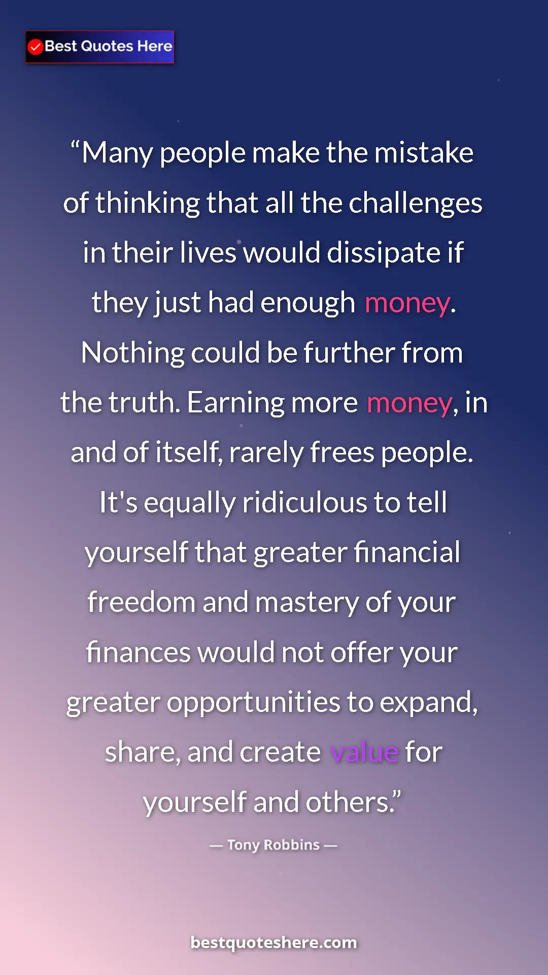 Pinterest quote poster by Tony Robbins: "Many people make the mistake of thinking that all the..."