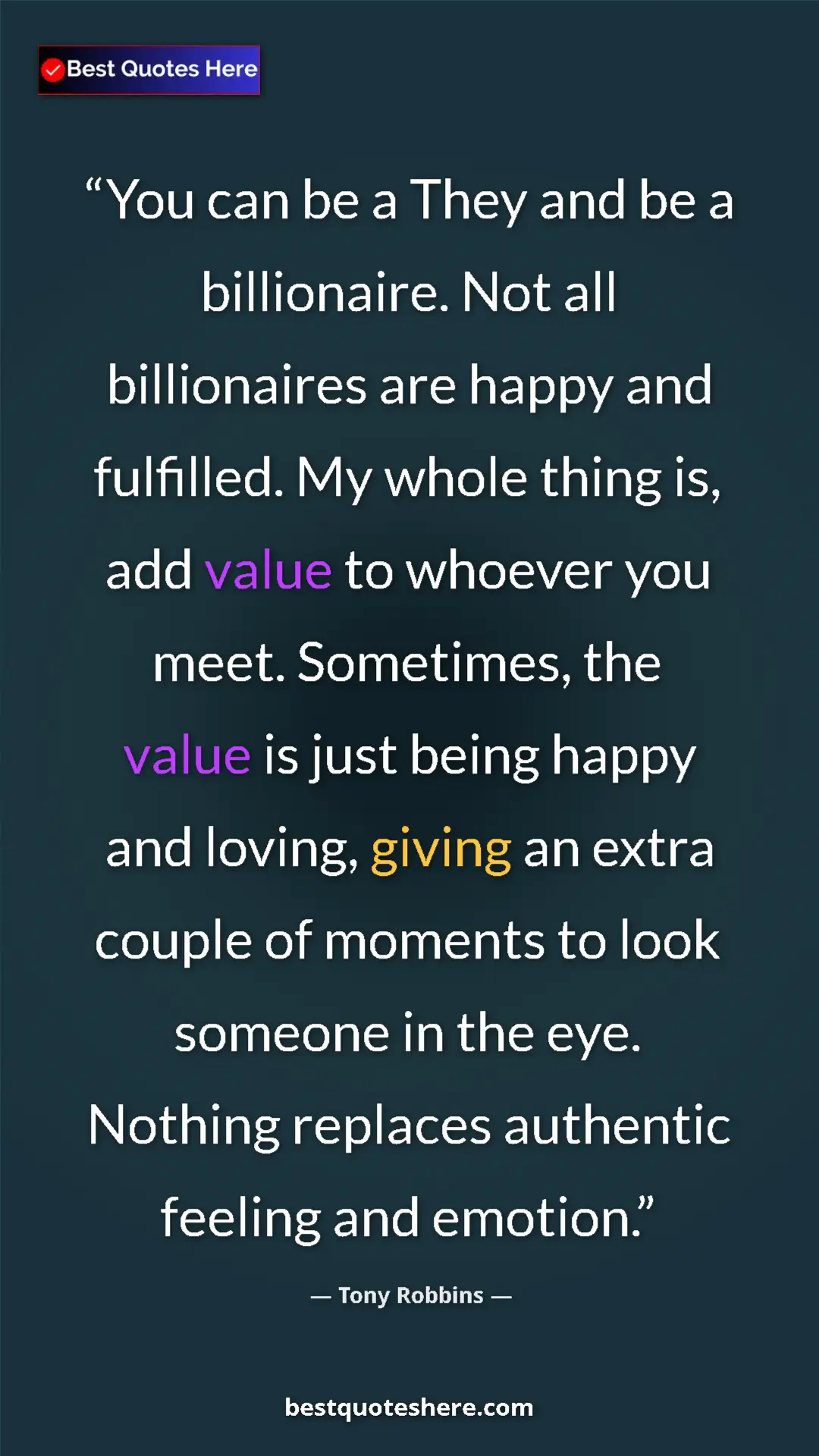 Tony Robbins Quote Card: "You can be a They and be a billionaire. Not all..." Pinterest quote poster by Tony Robbins: "You can be a They and be a billionaire. Not all..."