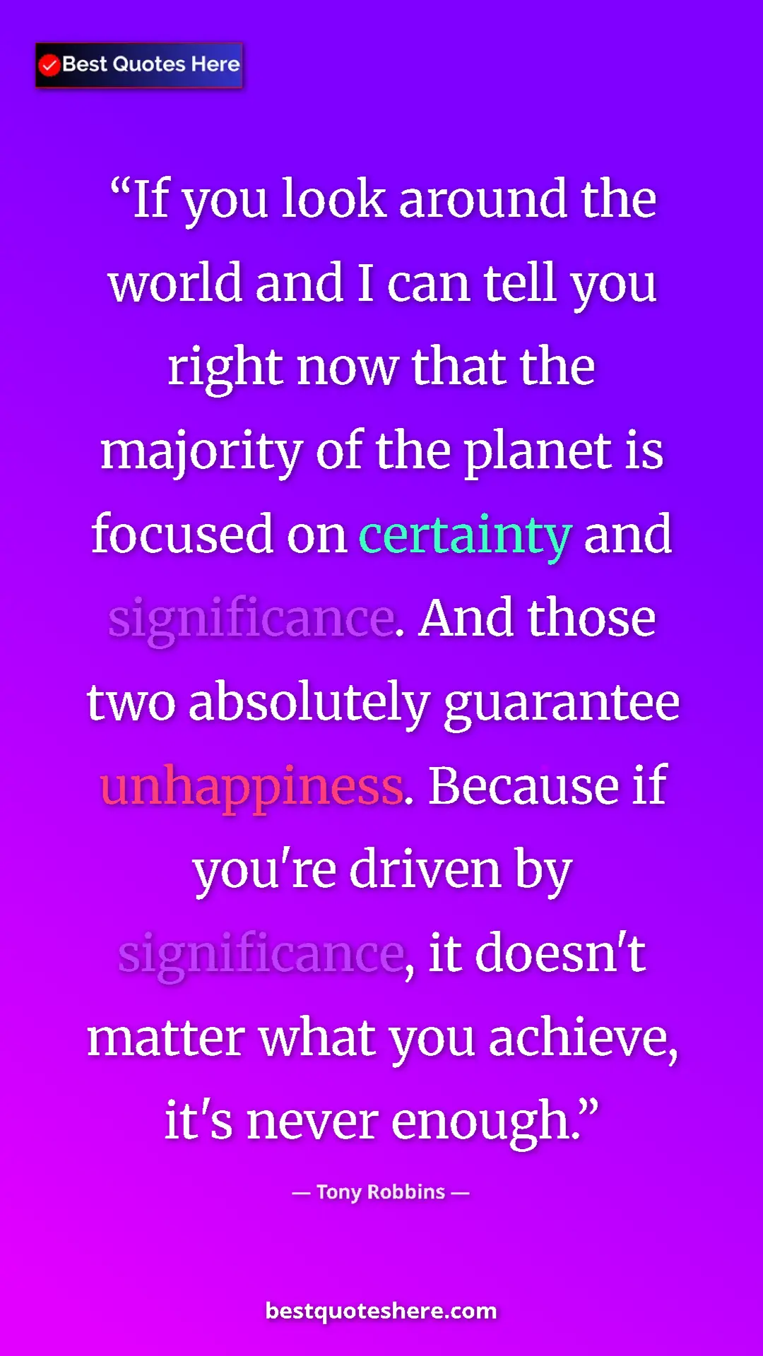 Pinterest quote poster by Tony Robbins: "If you look around the world and I can tell you right now..."