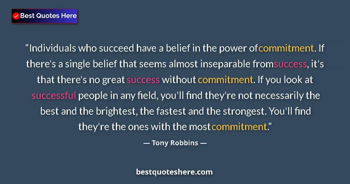 Quote by Tony Robbins: Individuals who succeed have a belief in the power
