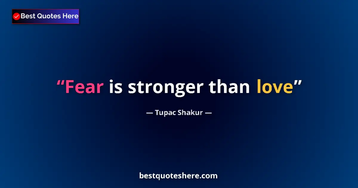 Quote by Tupac Shakur: Fear is stronger than love
