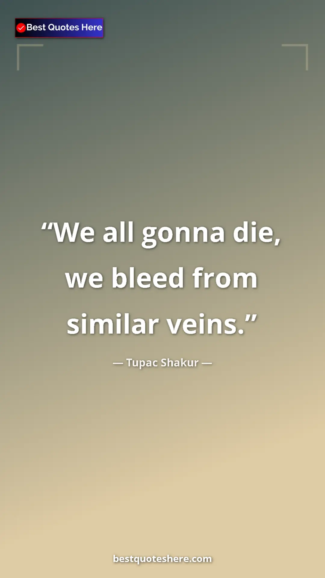 Pinterest quote poster by Tupac Shakur: "We all gonna die, we bleed from similar veins."