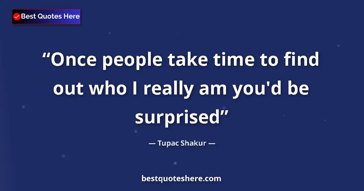 Quote by Tupac Shakur: Once people take time to find out who I really am