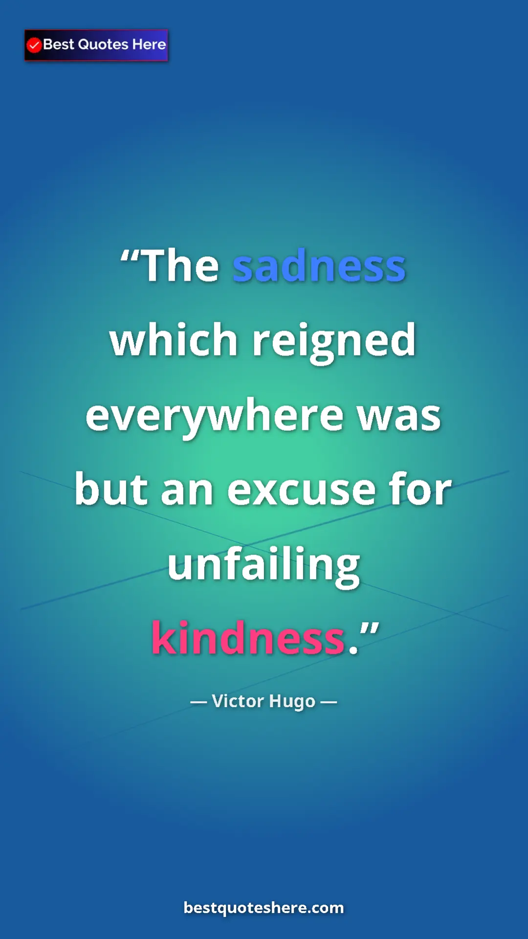 Pinterest quote poster by Victor Hugo: "The sadness which reigned everywhere was but an excuse for..."