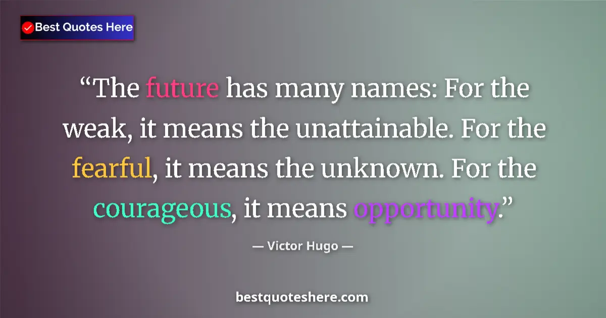 Victor Hugo Quote: "The future has many names: For the weak, it means the..." Victor Hugo quote: "The future has many names: For the weak, it means the..."
