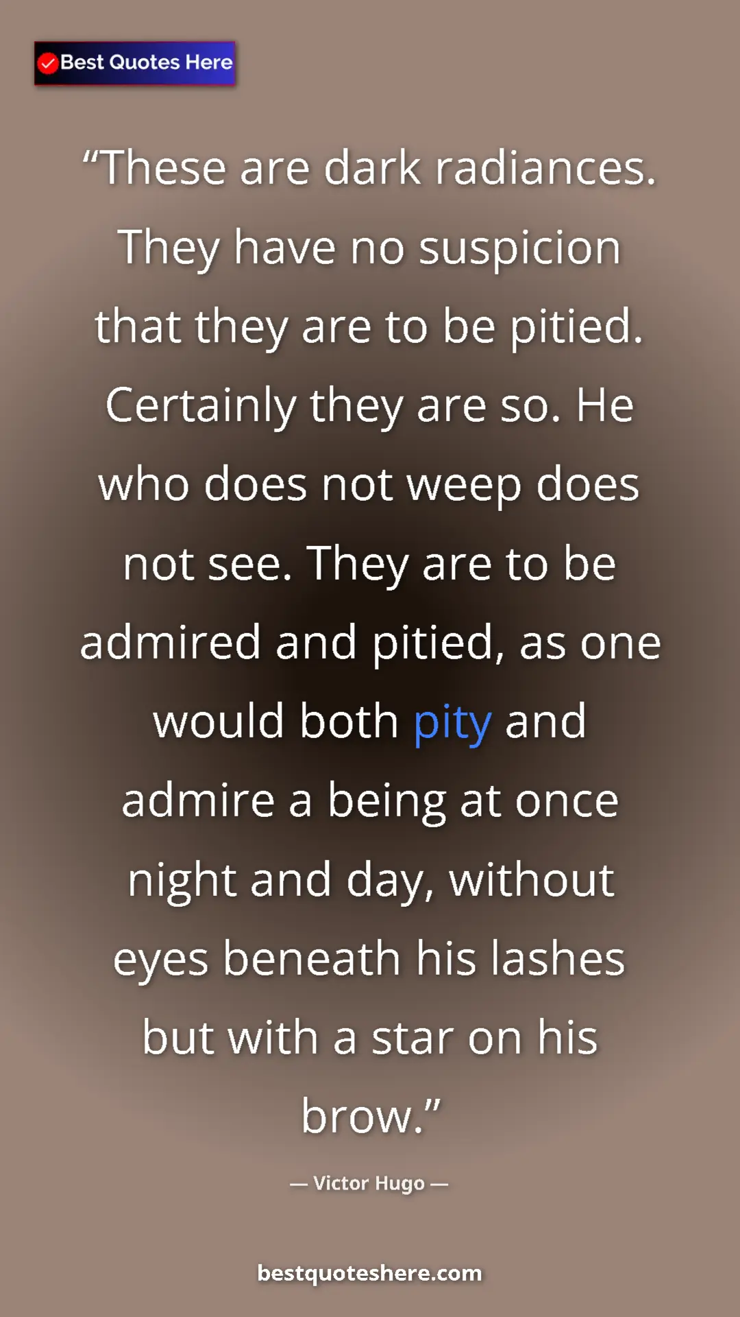 Victor Hugo Quote Card: "These are dark radiances. They have no suspicion that they..." Pinterest quote poster by Victor Hugo: "These are dark radiances. They have no suspicion that they..."